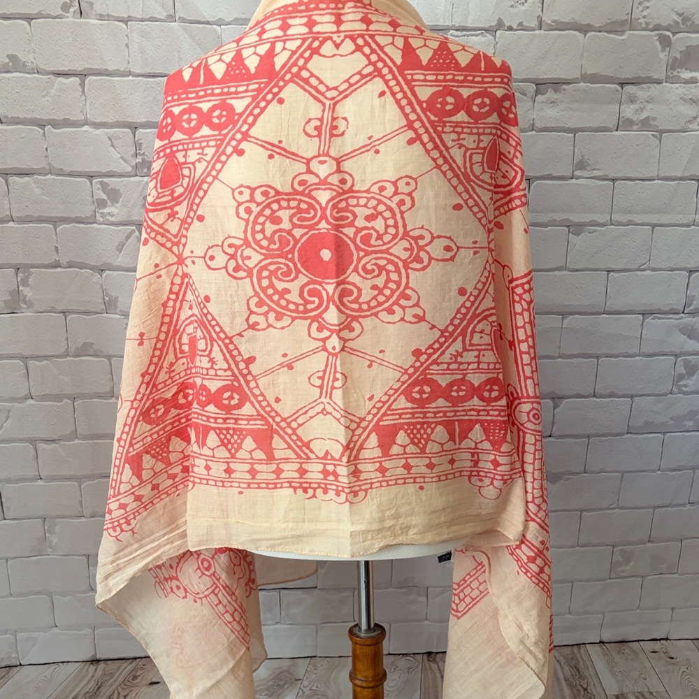 Pink and Cream Patterned Shawl